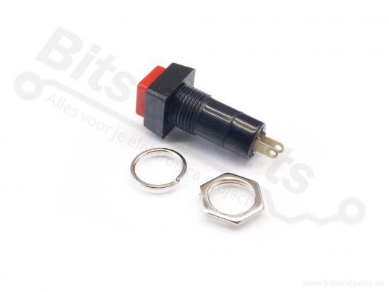 Push button (on/off) 11mm square red 250V / 1A